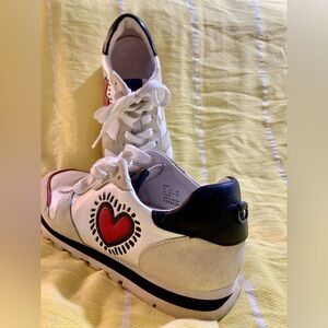 Coach x Keith Haring Heart Sneakers / Souliers sport cœur en cuir EU 38.5